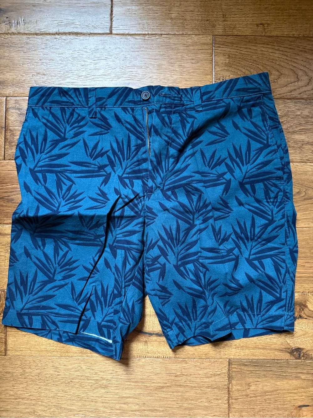 Banana Republic Teal Blue Leaf-Print Shorts